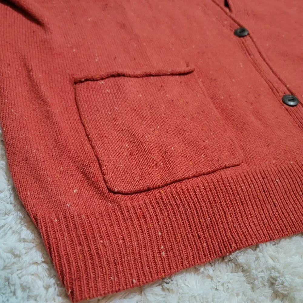 Universal Thread Orange Oversized Knit Flecked Button-Up Cardigain